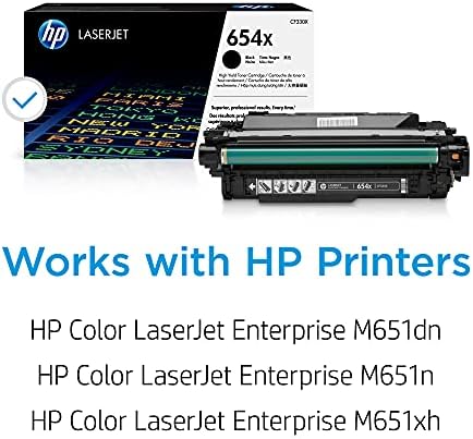 HP 654X מחסנית טונר שחורה בתשואה גבוהה | עובד עם סדרת HP Color Laserjet Enterprise M651 | CF330X